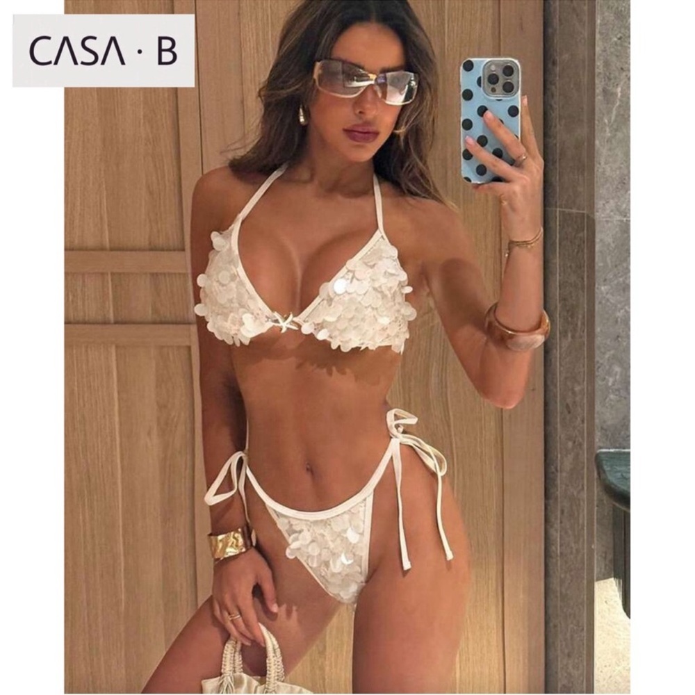 NEW to CASA B | Palermo Sequin Shell Bikini Set – Ivory | Resort Collection